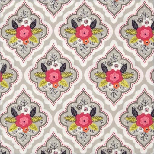 Dressmaking Fabric | Floral on Grey Paradise Cotton | More Sewing