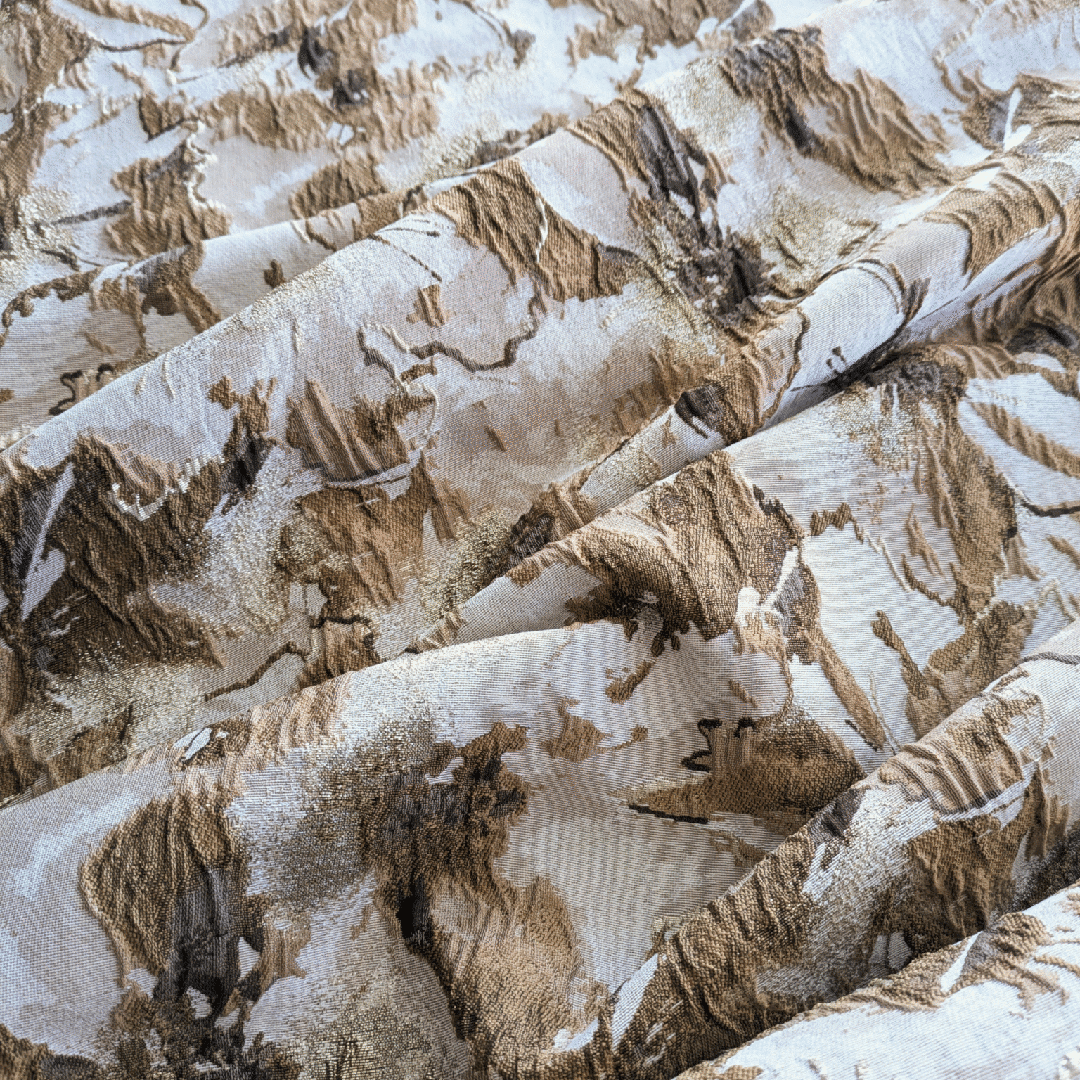 Buy Deadstock Polyester Brocade Fabric Glitch Stretch Metal