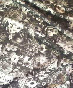Dressmaking Fabric | Black and White Floral Polyester Fabric | More Sewing