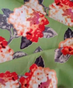 Dressmaking Fabric | Floral Blossom on Green Crepe Polyester Fabric | More Sewing