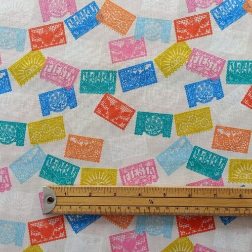 Cotton Fabric - Fiesta Flags on Grey - 110cm Wide 2