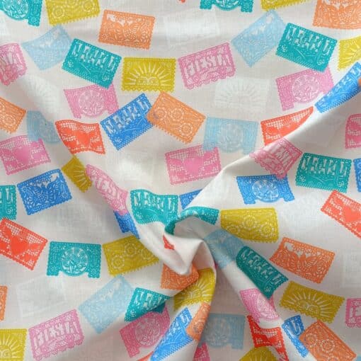 Cotton Fabric - Fiesta Flags on Grey - 110cm Wide 1