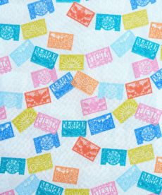 Cotton Fabric Fiesta Flags on Grey 110cm Wide