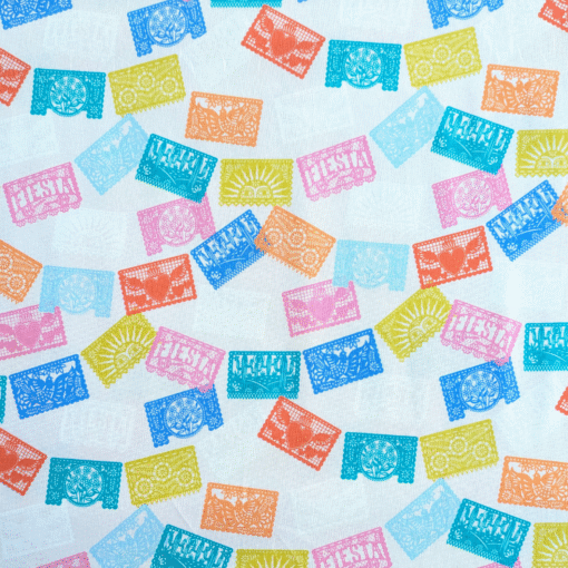 Cotton Fabric Fiesta Flags on Grey 110cm Wide