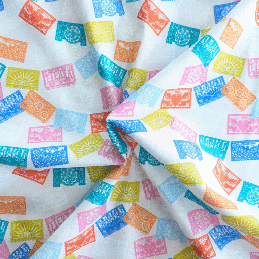 Cotton Fabric Fiesta Flags on Grey 110cm Wide at More Sewing