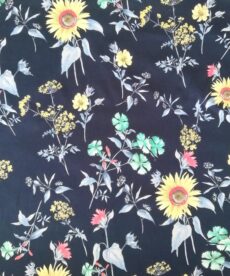 Dress Fabric | Sunflower on Black Pima Cotton Lawn | More Sewing