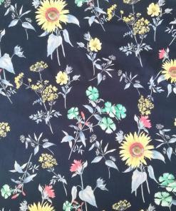 Dress Fabric | Sunflower on Black Pima Cotton Lawn | More Sewing