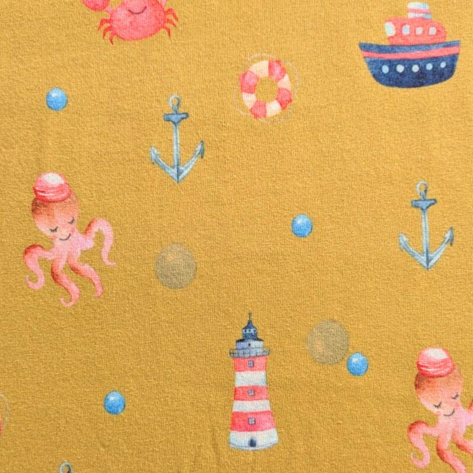 Cotton Jersey Fabric - Organic - Sand and Sea - 140cm Wide