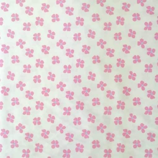 Cotton Fabric | Four Leaf Flowers Pink and Blue Cotton | More SEwing