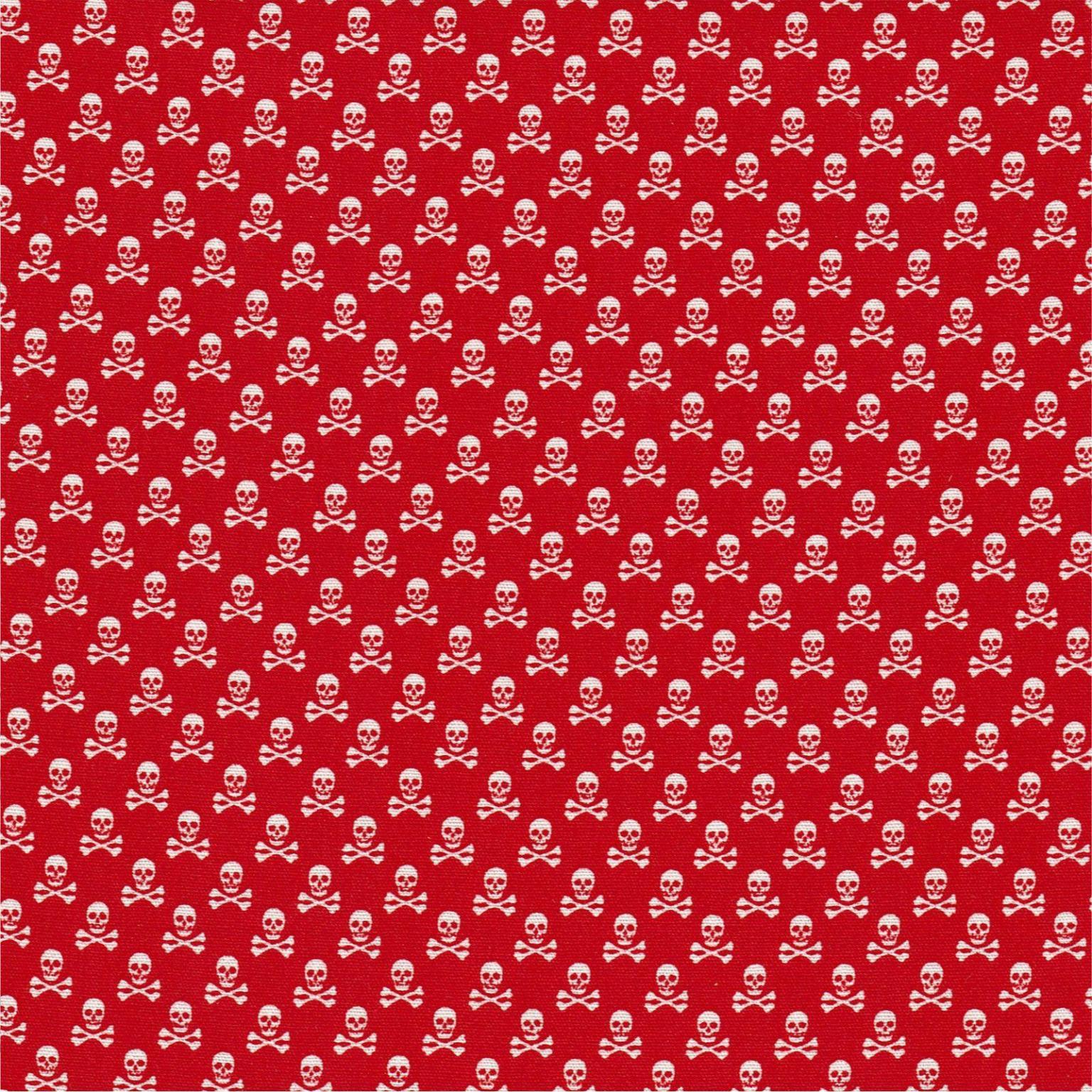 Cotton Fabric | Skull Crossbones Red Cotton Poplin | More Sewing