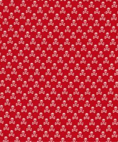 Cotton Fabric | Skull Crossbones Red Cotton Poplin | More Sewing
