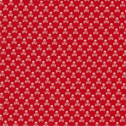 Cotton Fabric | Skull Crossbones Red Cotton Poplin | More Sewing