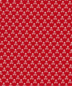 Cotton Fabric | Skull Crossbones Red Cotton Poplin | More Sewing