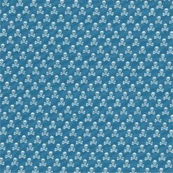 Blue Cotton Poplin Fabric | Skull Crossbones on Blue | More Sewing