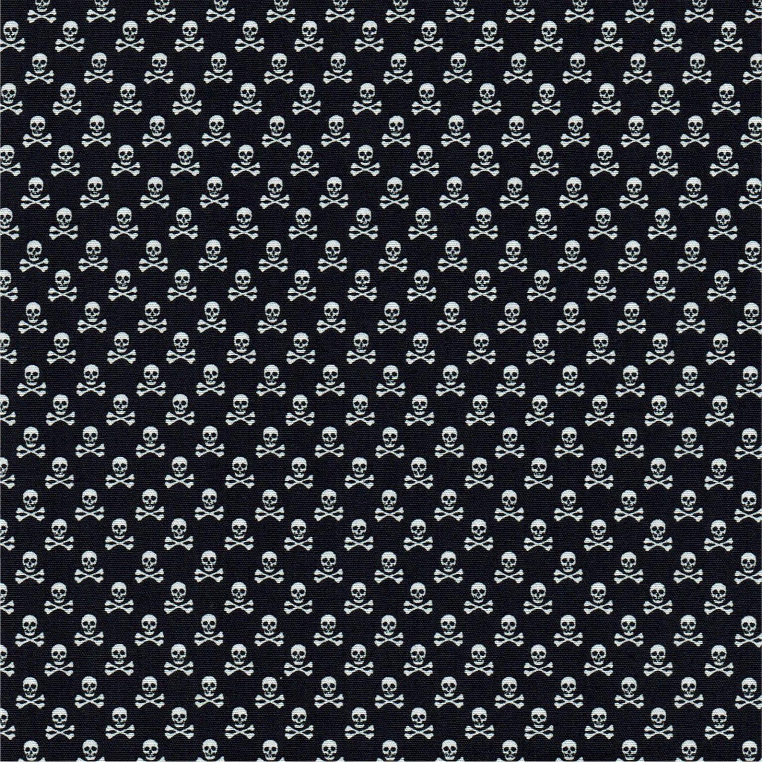 Cotton Poplin Fabric | Skull Crossbones Black | More Sewing