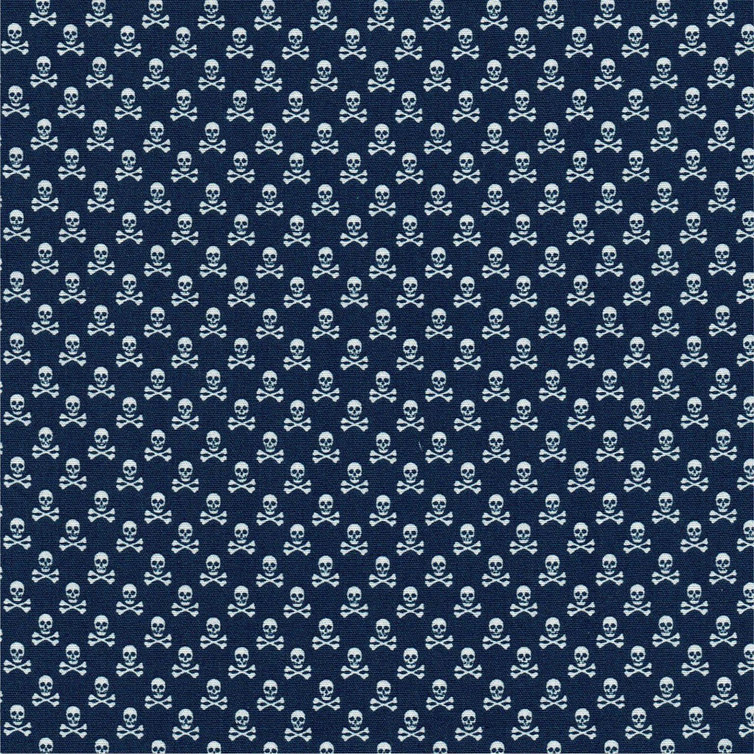 Cotton Poplin Fabric | Skull Crossbones Dark Blue | More Sewing