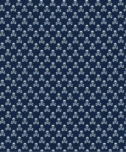 Cotton Poplin Fabric | Skull Crossbones Dark Blue | More Sewing