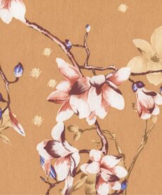 Polyester Fabric | Magnolia Stretch on Mustard Polyester Dressmaking Fabric | More Sewing