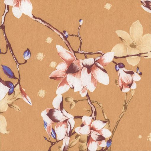 Polyester Fabric | Magnolia Stretch on Mustard Polyester Dressmaking Fabric | More Sewing