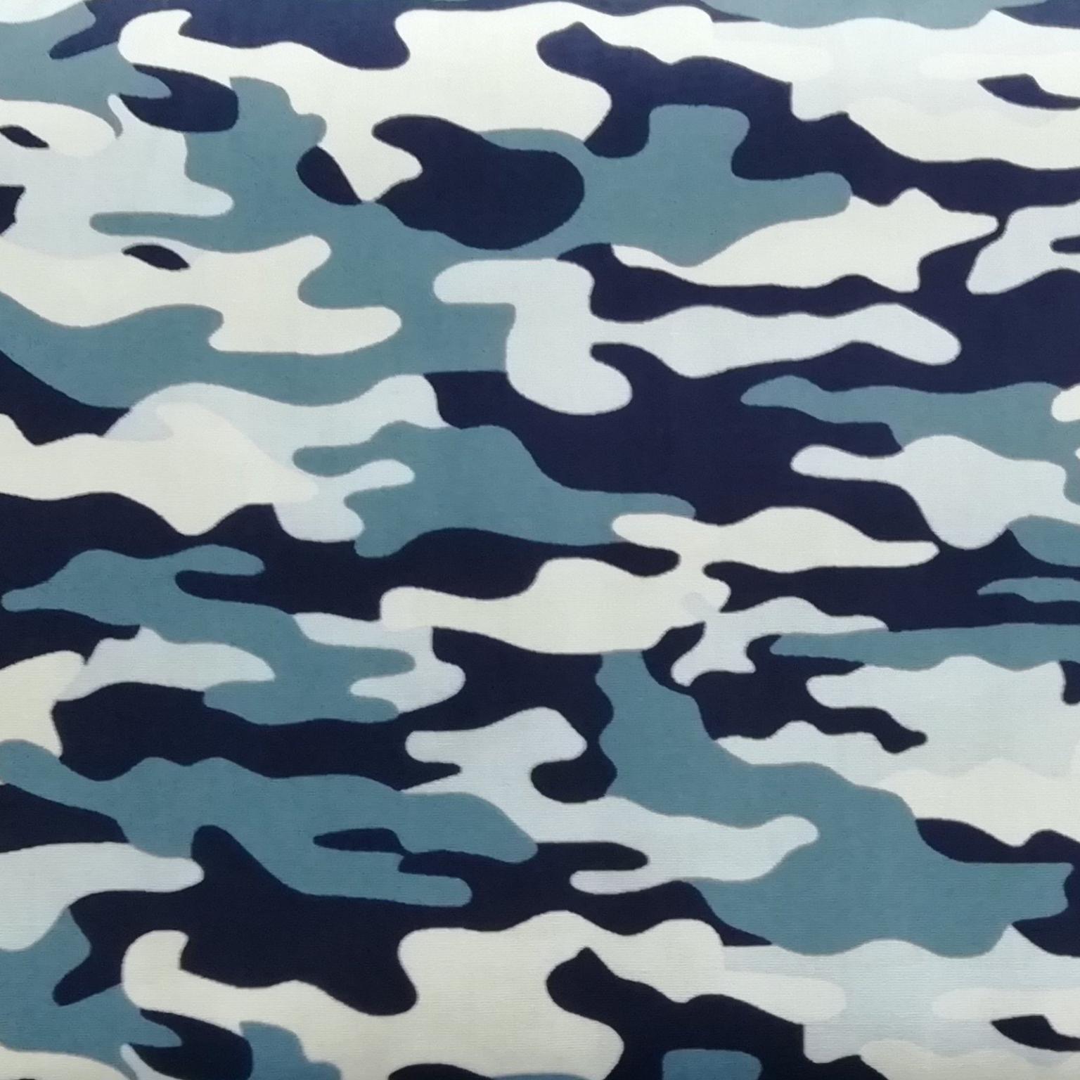 Cotton Poplin Fabric | Blue Camo Pattern | More Sewing