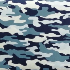 Cotton Poplin Fabric | Blue Camo Pattern | More Sewing