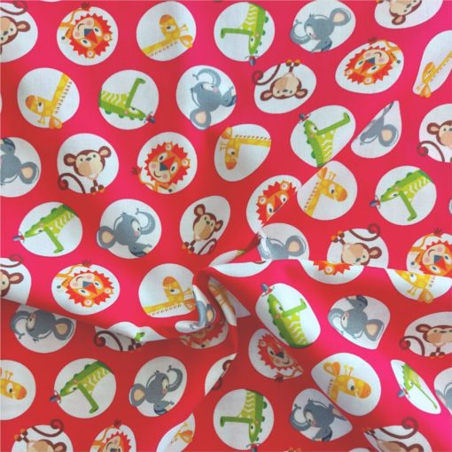 Animals on Red | Cotton Fabric | More Sewing