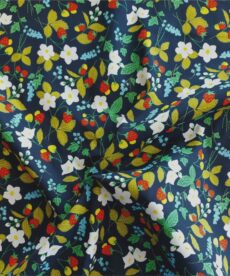 Strawberry Cotton on Navy Blue | More Sewing