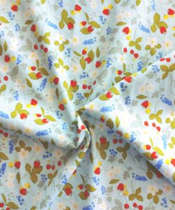 Strawberry Cotton On Pale Blue | More Sewing