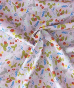 Strawberry Cotton on Pale Pink Cotton Fabric | More Sewing