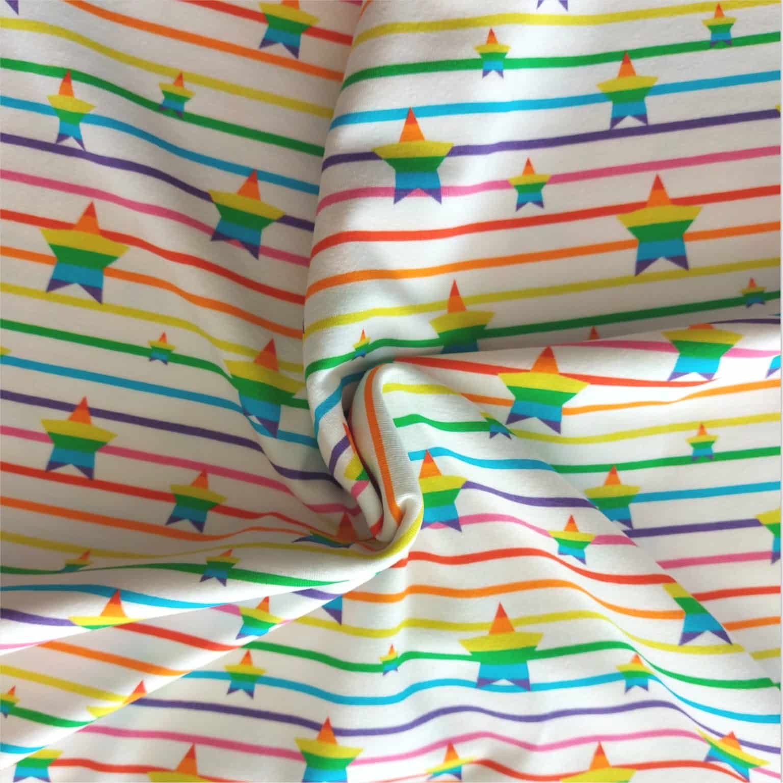 rainbow stripe cotton jersey fabric | more sewing