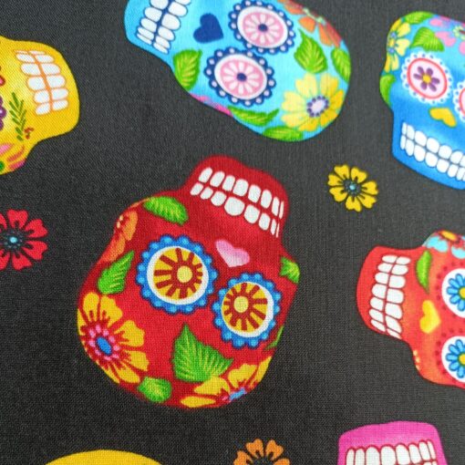 day of the dead skulls cotton fabric | More Sewing