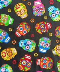 Cotton Fabric - Day Of The Dead Skulls on Black - 110cm Wide 5