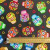 sugar skull on black cotton dress fabric
