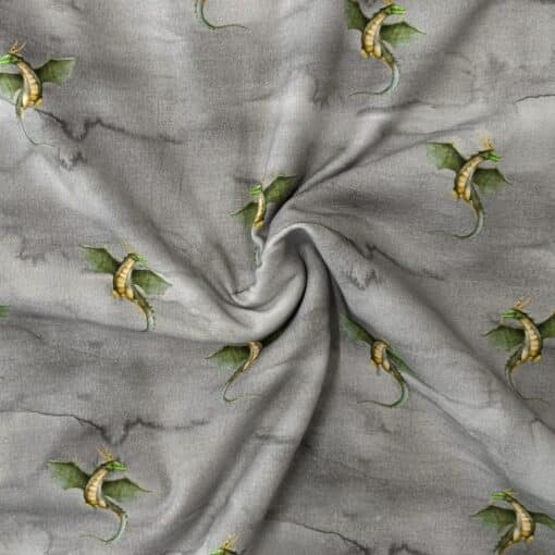 Cotton Jersey Fabric - Dragons Digital Print - 140cm Wide 1
