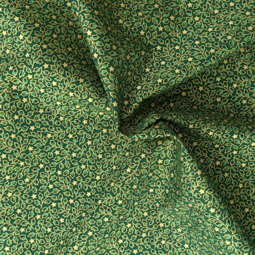 Cotton Fabric - Christmas stars on green - More Sewing