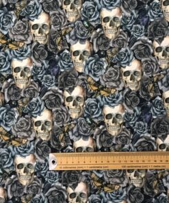 Cotton Jersey Fabric - Skulls And Friends - 140cm Wide 4
