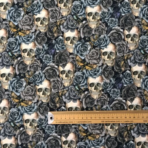 Cotton Jersey Fabric - Skulls And Friends - 140cm Wide 2