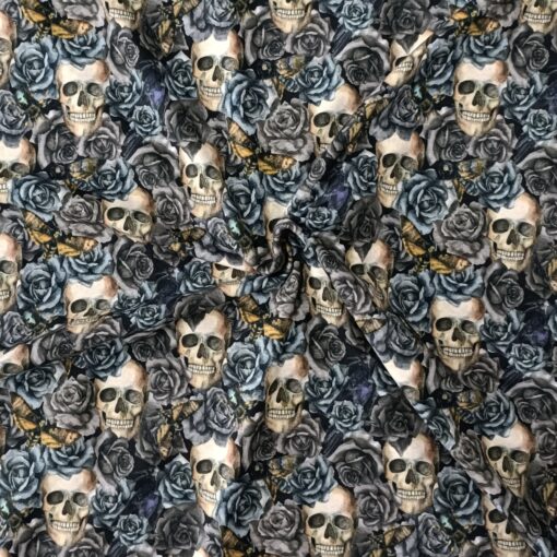 Cotton Jersey Fabric - Skulls And Friends - 140cm Wide 1