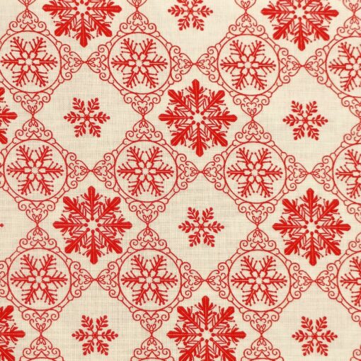 Cotton Fabric - Christmas Paper Cut Snowflake - 135cm Wide