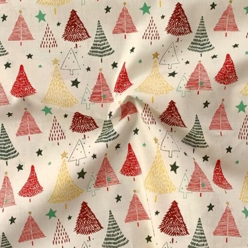 Cotton Fabric - Christmas Tree Swirl - 135cm Wide 2