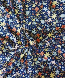 Satin Jacquard Flowers on Blue | More Sewing