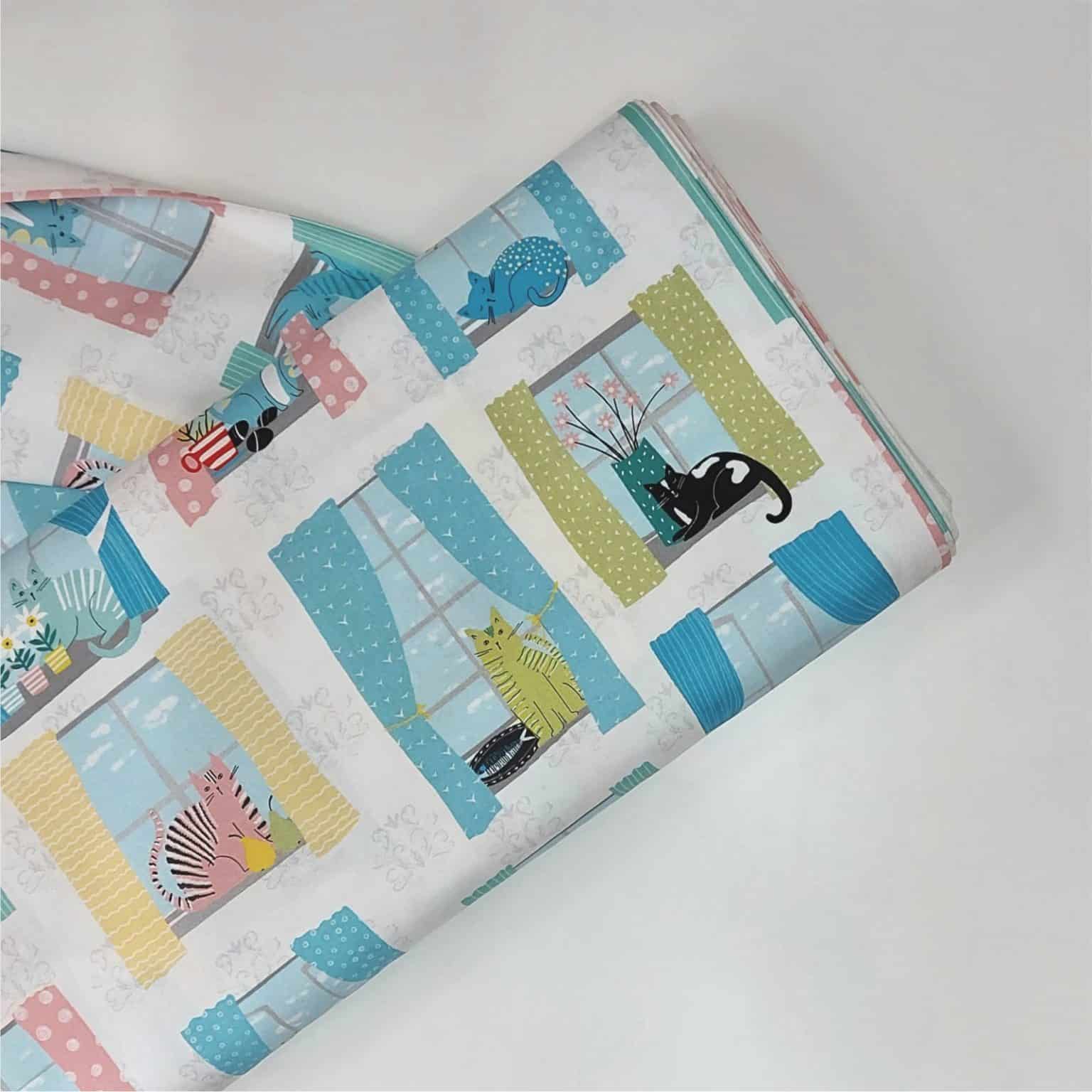 Relaxing Cats Cotton Fabric | More Sewing