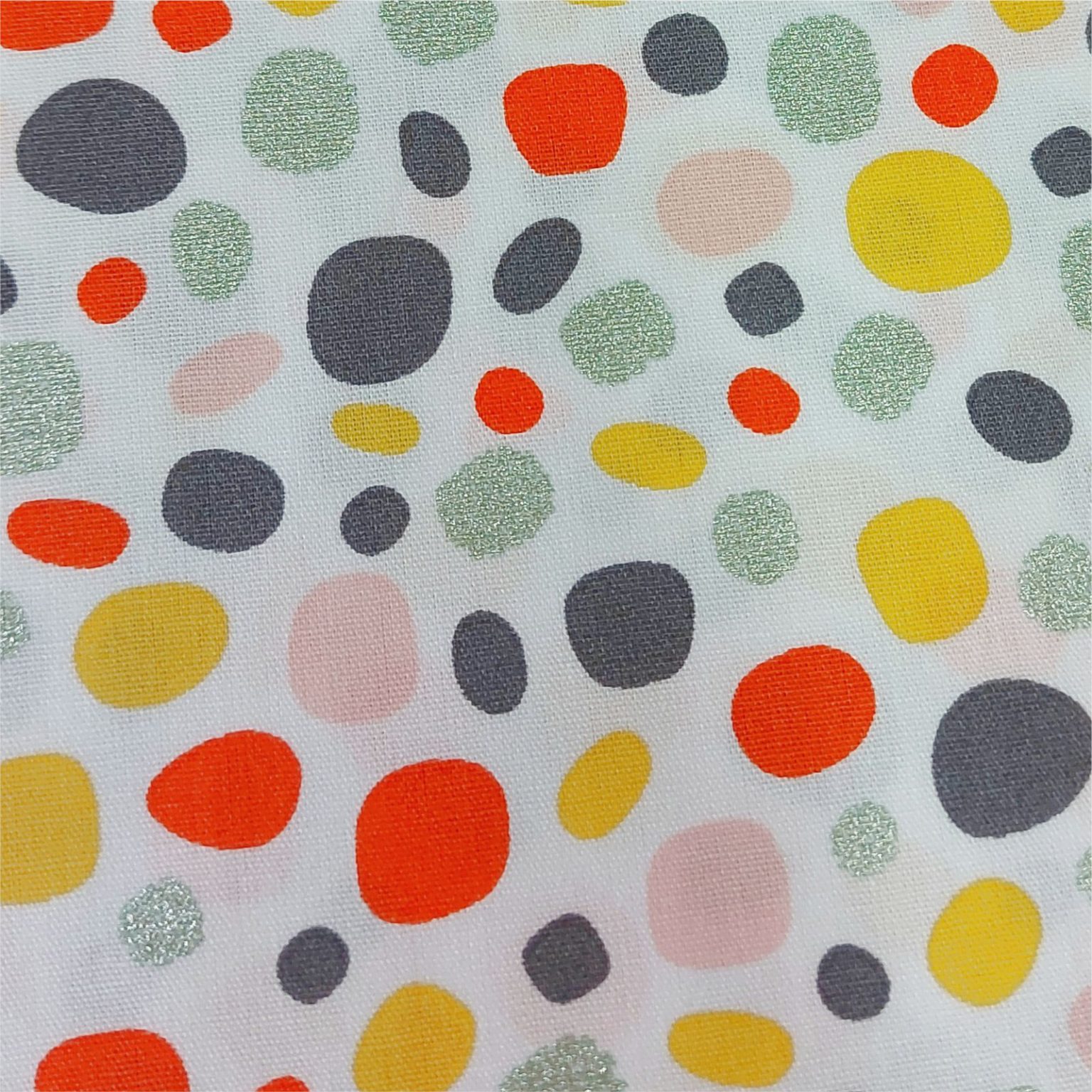 Glittter Spots on white poplin cotton fabric at More Sewing