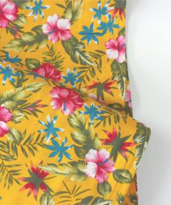 tropcial floral on yellow cotton fabric | More Sewing