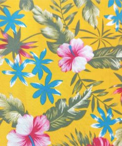 Tropical Floral on yellow cotton fabric at More Sewing