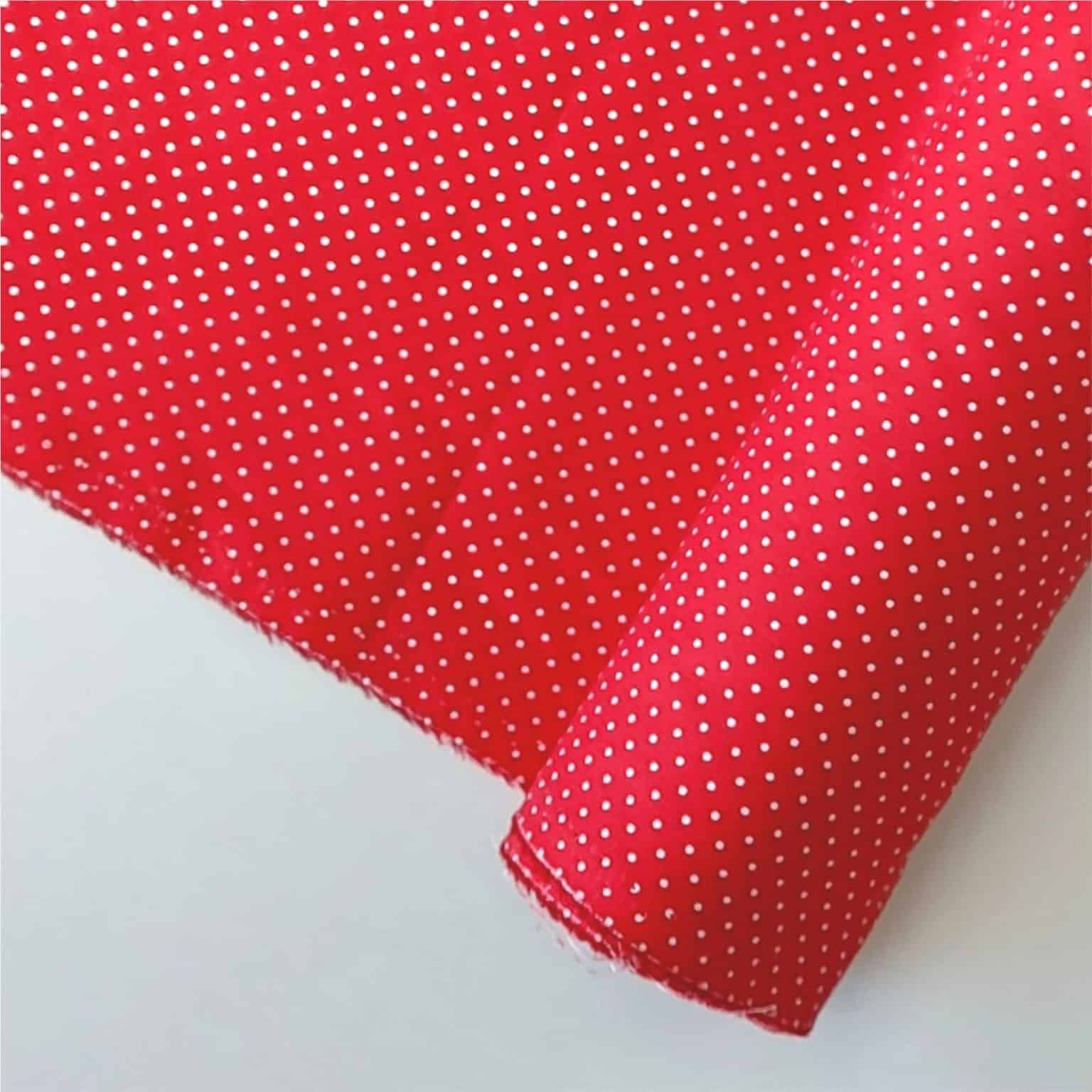 red pinspot cotton fabric | More Sewing