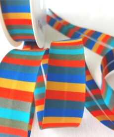 Multi Stripe Red Polyester Bias Binding | More Sewing