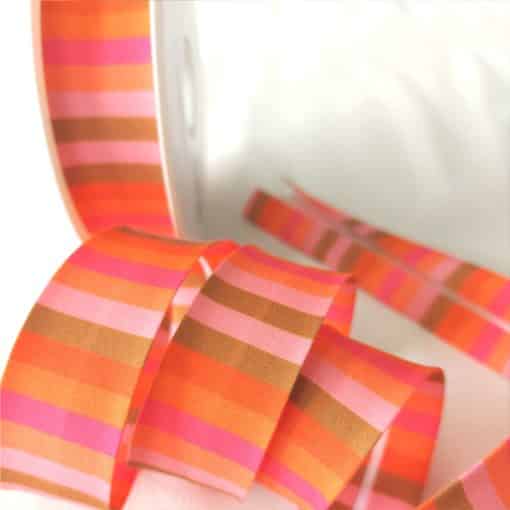 Mluti Stripe Pink polyester bias binding | More Sewing
