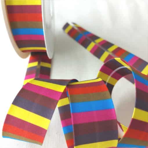 Multi Stripe Yellow polyester bias binding | More Sewing