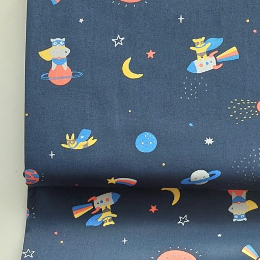 space dream on navy cotton poplin | More Sewing